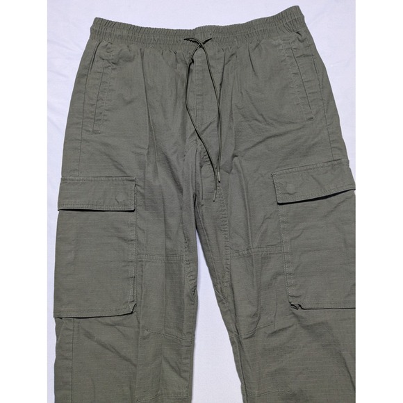 Forever 21 Men Cargo Pants Pull-on Ripstop Green - Men Large EUC - Picture 12 of 16